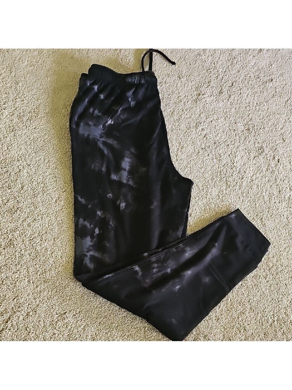 Black Jogger Track Pants with Tapered Leg and Drawstring Waist